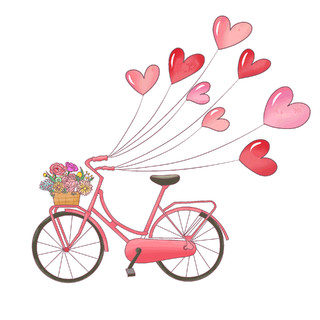 粉色自行车爱心气球情人节元素gif动态图心跳元素